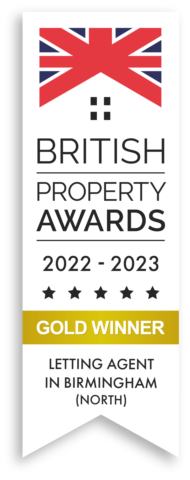 British Property Awards 2022–2023 Gold Winner — Letting Agent in Birmingham (North)